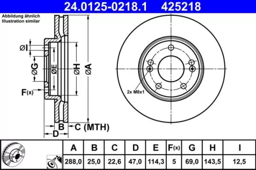 Remschijf ATE 24.0125-0218.1)