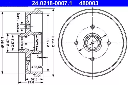 Brake Drum ATE 24.0218-0007.1)