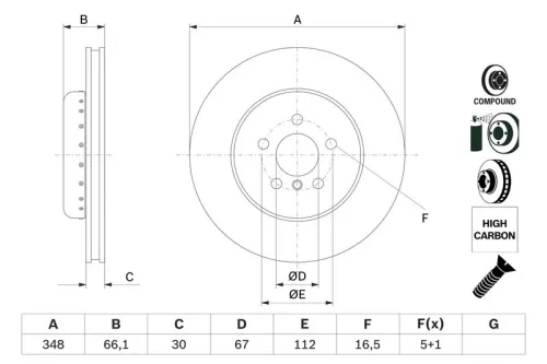 Remschijf BOSCH 0 986 479 F57)