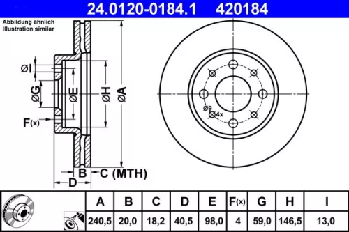 Brake Disc ATE 24.0120-0184.1)
