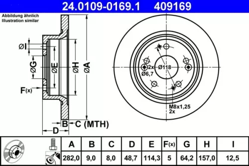 Remschijf ATE 24.0109-0169.1)