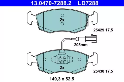 Brake Pad Set, disc brake ATE 13.0470-7288.2)