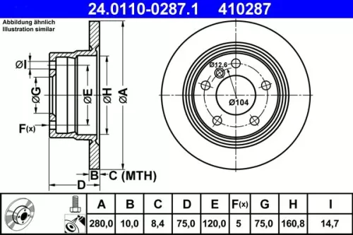 Remschijf ATE 24.0110-0287.1)