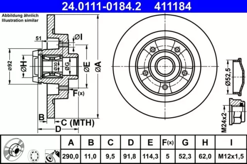 Remschijf ATE 24.0111-0184.2)