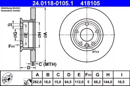 Remschijf ATE 24.0118-0105.1)