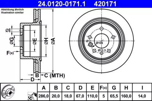 Remschijf ATE 24.0120-0171.1)