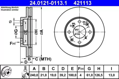 Remschijf ATE 24.0121-0113.1)