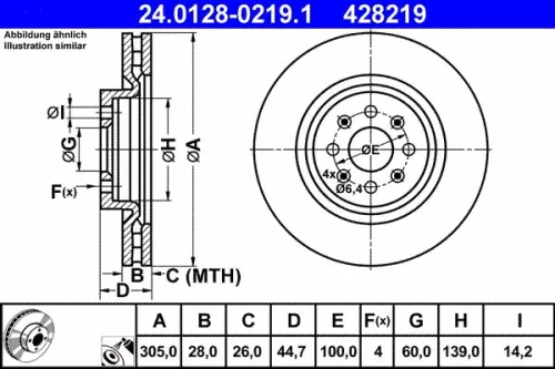 Remschijf ATE 24.0128-0219.1)