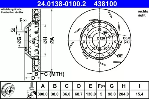 Remschijf ATE 24.0138-0100.2)