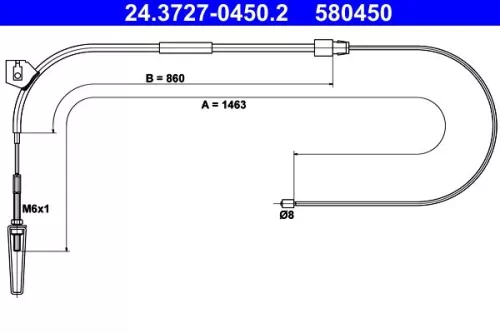 Kabeltrek, parkeerrem ATE 24.3727-0450.2)