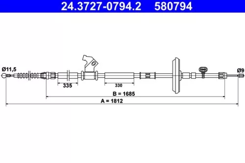 Kabeltrek, parkeerrem ATE 24.3727-0794.2)
