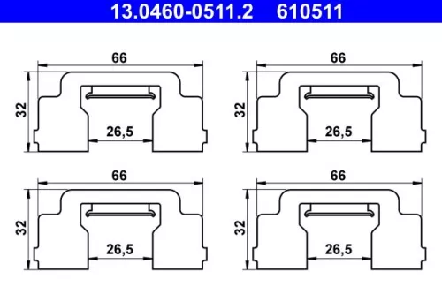 Accessoirekit, schijfremblokken ATE 13.0460-0511.2)