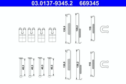 Accessoirekit, remschoenen ATE 03.0137-9345.2)