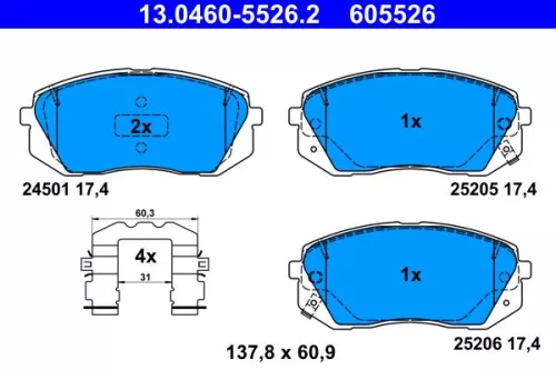 Remblokkenset, schijfrem ATE 13.0460-5526.2)