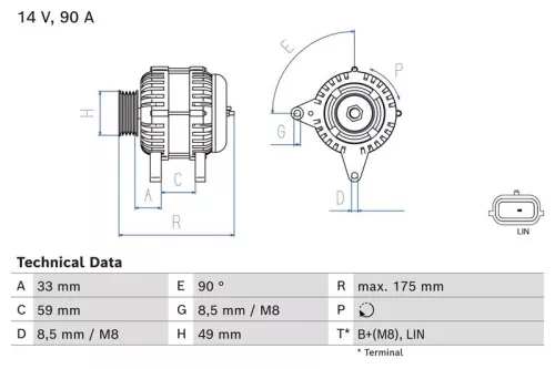 Alternator BOSCH 0 986 085 170)