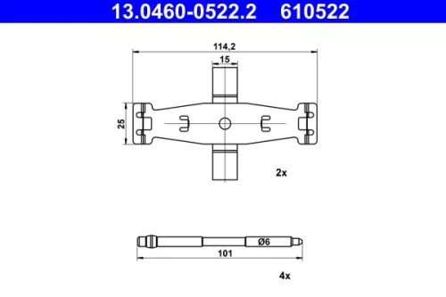 Accessoirekit, schijfremblokken ATE 13.0460-0522.2)