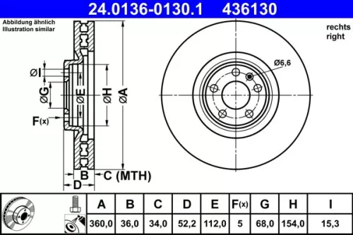 Remschijf ATE 24.0136-0130.1)