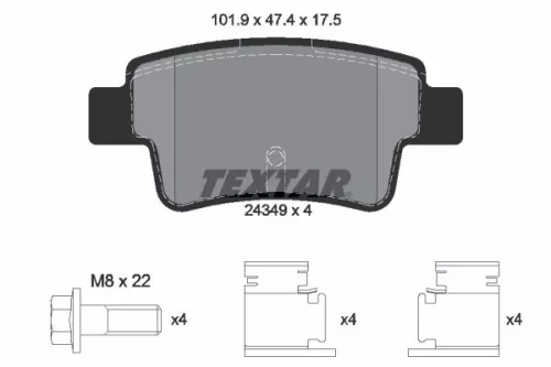 Brake Pad Set, disc brake TEXTAR 2434901)