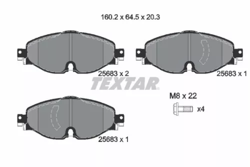 Brake Pad Set, disc brake TEXTAR 2568303)