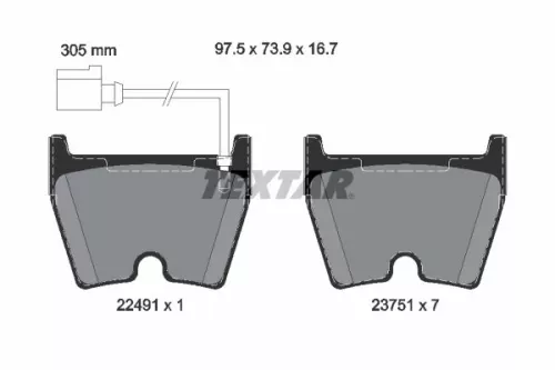 Remblokkenset, schijfrem TEXTAR 2249101)