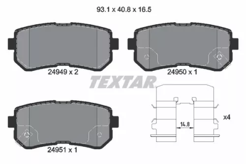 Brake Pad Set, disc brake TEXTAR 2494901)