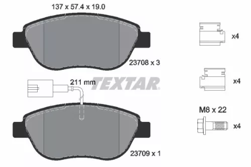 Brake Pad Set, disc brake TEXTAR 2370802)