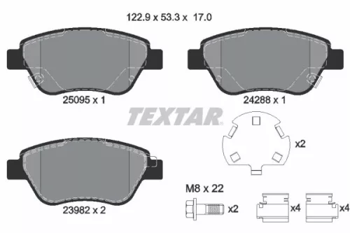 Brake Pad Set, disc brake TEXTAR 2509501)