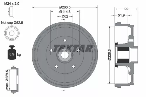 Brake Drum TEXTAR 94047500)