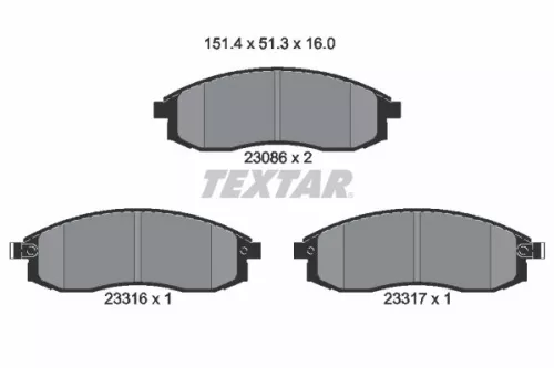Remblokkenset, schijfrem TEXTAR 2308602)