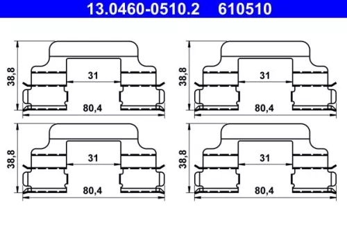 Accessoirekit, schijfremblokken ATE 13.0460-0510.2)