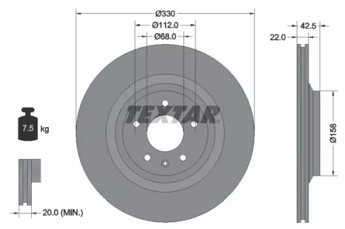 Remschijf TEXTAR 92160403)