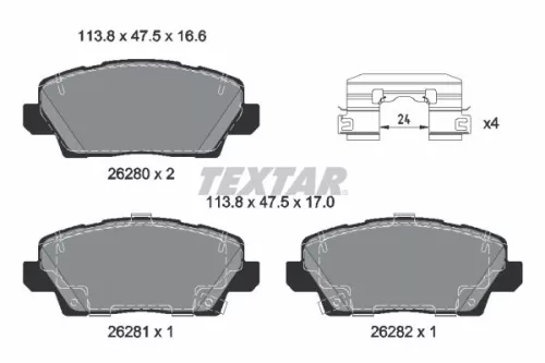 Remblokkenset, schijfrem TEXTAR 2628001)