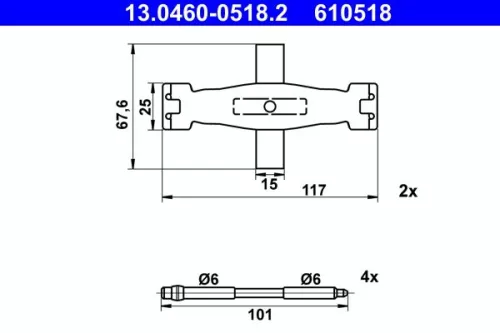 Accessoirekit, schijfremblokken ATE 13.0460-0518.2)