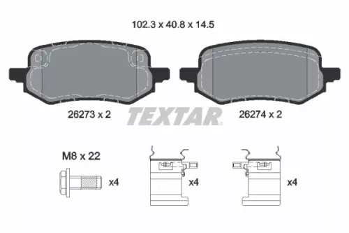 Brake Pad Set, disc brake TEXTAR 2627301)