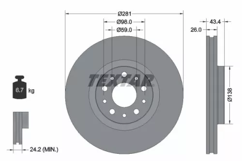 Remschijf TEXTAR 92304803)