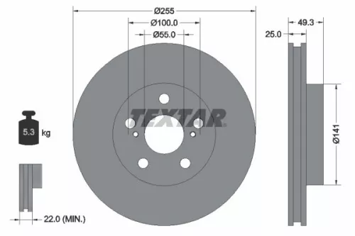 Brake Disc TEXTAR 92225003)