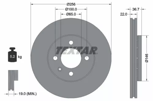 Brake Disc TEXTAR 92287003)