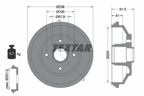Brake Drum TEXTAR 94043000)
