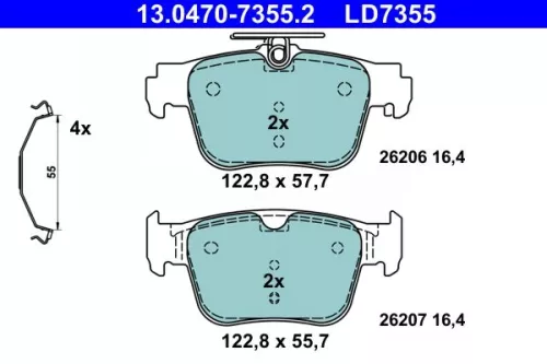 Brake Pad Set, disc brake ATE 13.0470-7355.2)