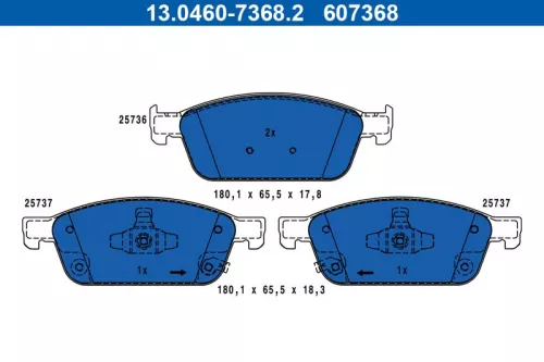 Brake Pad Set, disc brake ATE 13.0460-7368.2)