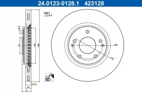 Remschijf ATE 24.0123-0128.1)