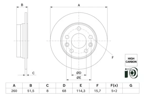 Remschijf BOSCH 0 986 479 H61)