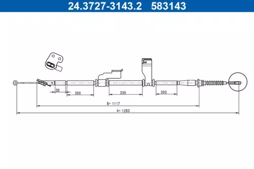 Kabeltrek, parkeerrem ATE 24.3727-3143.2)