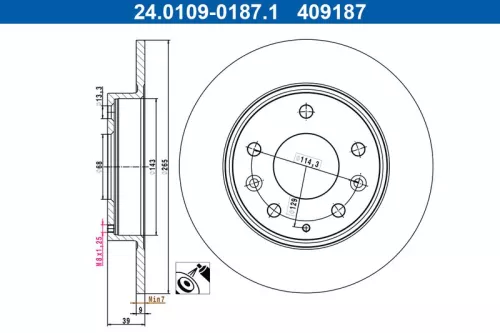 Remschijf ATE 24.0109-0187.1)