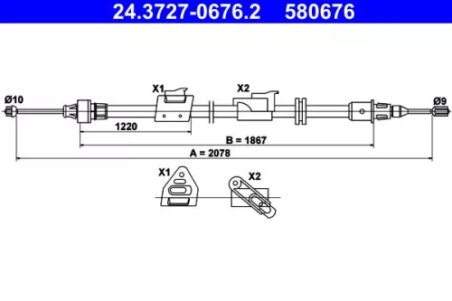Kabeltrek, parkeerrem ATE 24.3727-0676.2)
