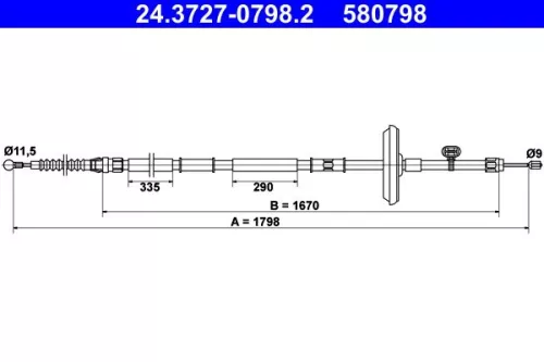 Kabeltrek, parkeerrem ATE 24.3727-0798.2)
