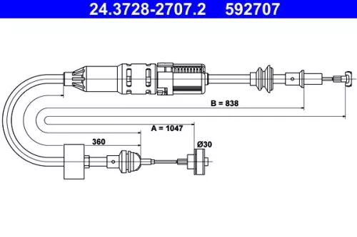 Cable Pull, clutch control ATE 24.3728-2707.2)