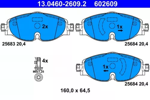 Brake Pad Set, disc brake ATE 13.0460-2609.2)