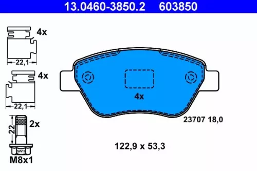 Brake Pad Set, disc brake ATE 13.0460-3850.2)
