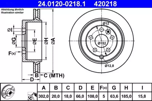 Remschijf ATE 24.0120-0218.1)